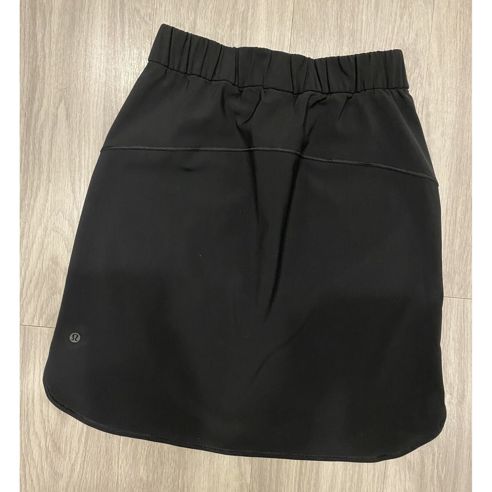 LULULEMON Long 20.5" Skirt‎ Black Woven Drawstring Stretch Pocket Women's 6 - Picture 4 of 6